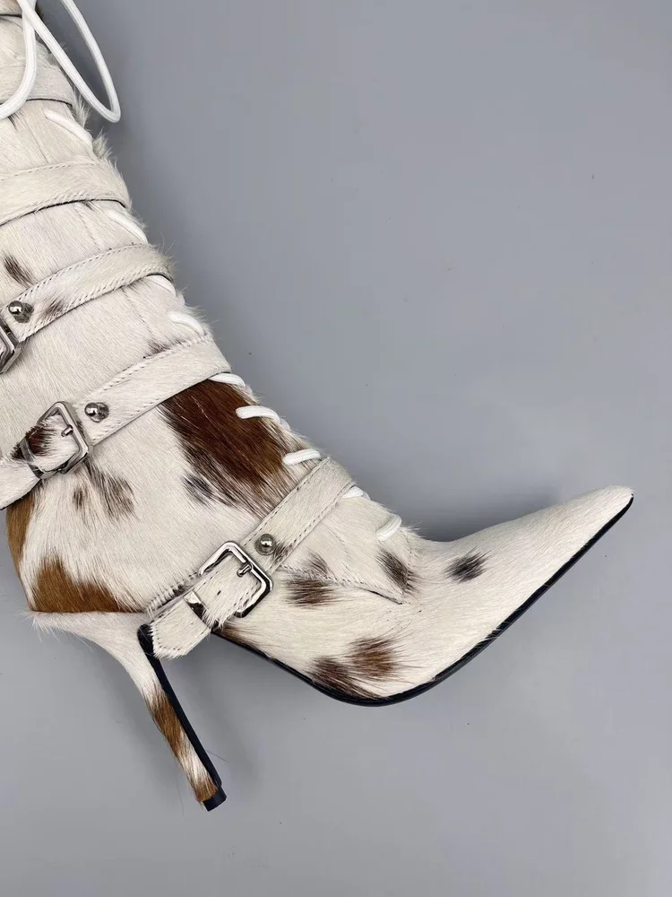 lsoul lsoul ye boots chestbut horsehair high heel boots