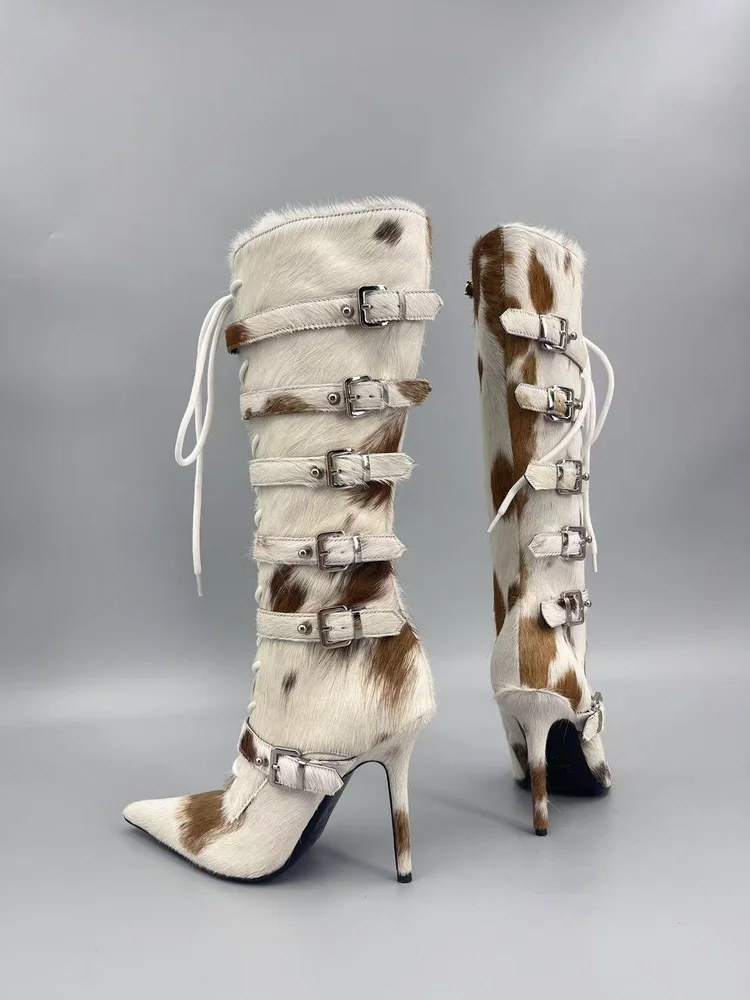 lsoul lsoul ye boots chestbut horsehair high heel boots