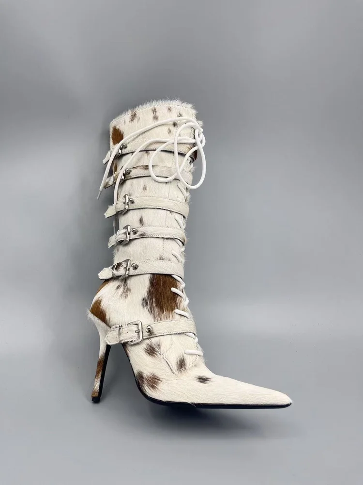 lsoul lsoul ye boots chestbut horsehair high heel boots