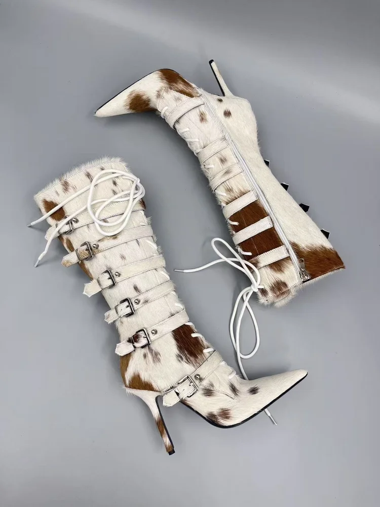 lsoul lsoul ye boots chestbut horsehair high heel boots