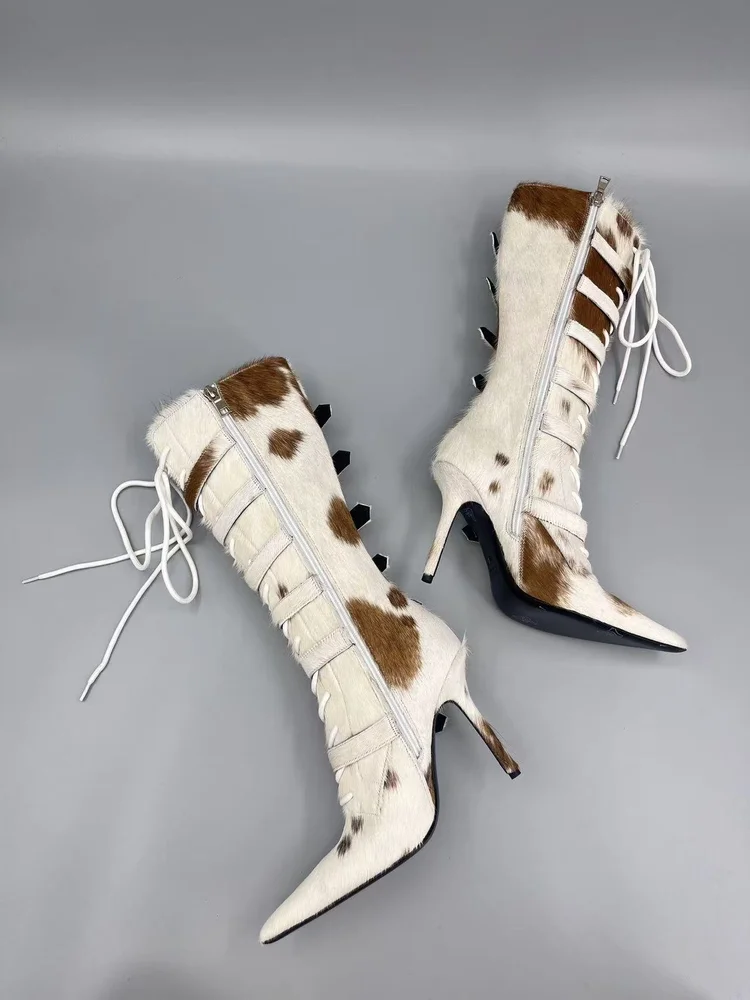 lsoul lsoul ye boots chestbut horsehair high heel boots