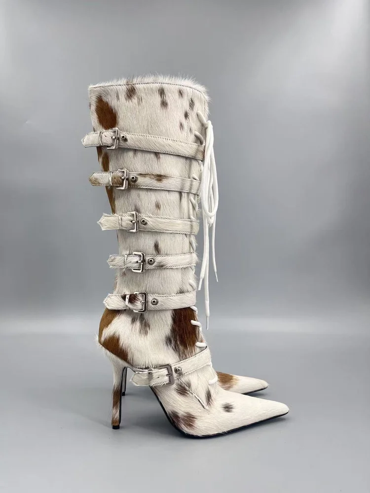 lsoul lsoul ye boots chestbut horsehair high heel boots