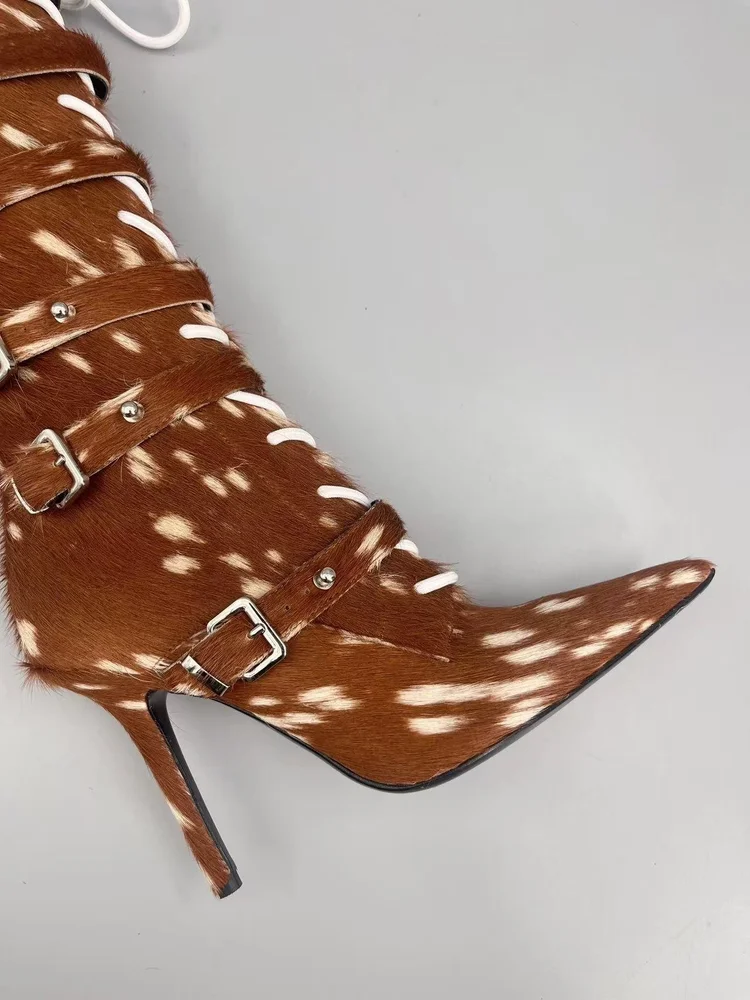 lsoul lsoul ye boots chestnut horsehair high heel boots