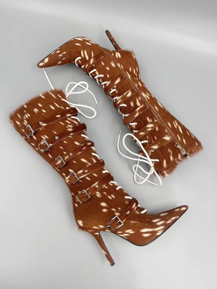 lsoul lsoul ye boots chestnut horsehair high heel boots