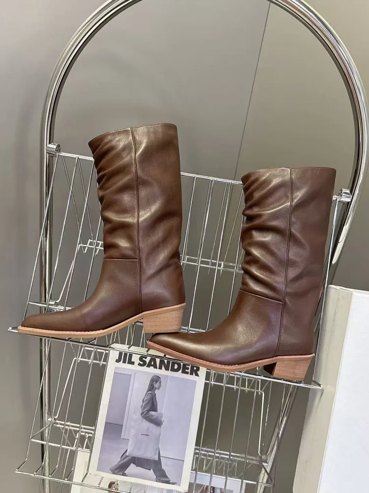 khaite khaite pointed toe pleated boots